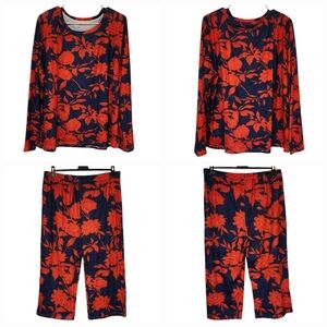 2pc Blue & Red Capri Set XL